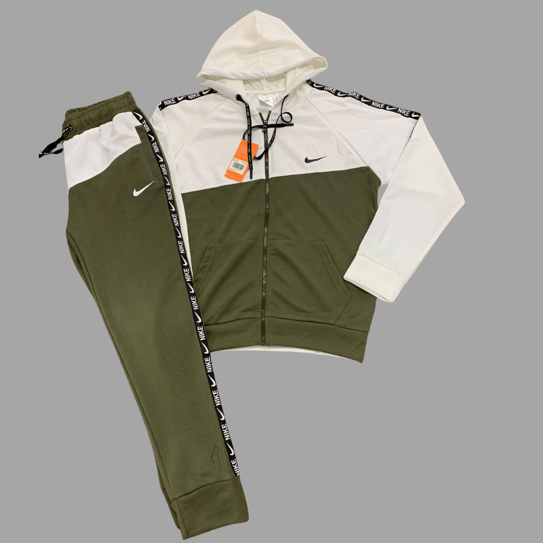 Men’s Olympic Olive/Cream Split Hoodie Sweatpants Set