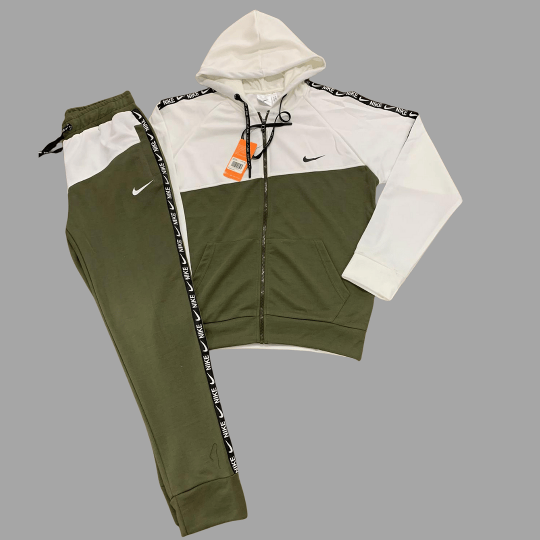 Men’s Olympic Olive/Cream Split Hoodie Sweatpants Set