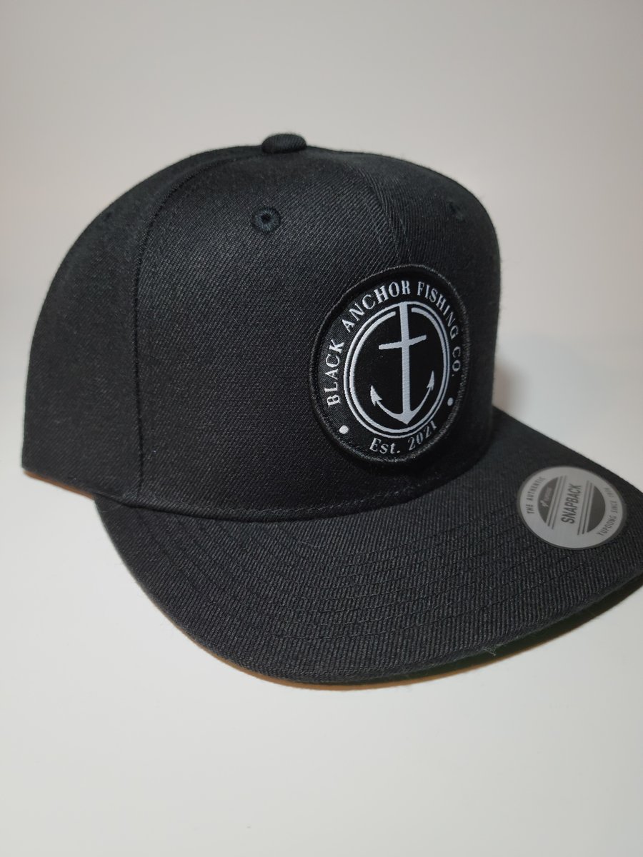 Black Anchor Hat - Logo (Black w/Green Underbill)