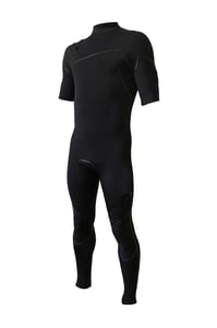 Image of ZION WETSUITS <BR> CORTEZ 2/2 SHORT ARM STEAMER <br> BLACK WITH BLACK LOGOS