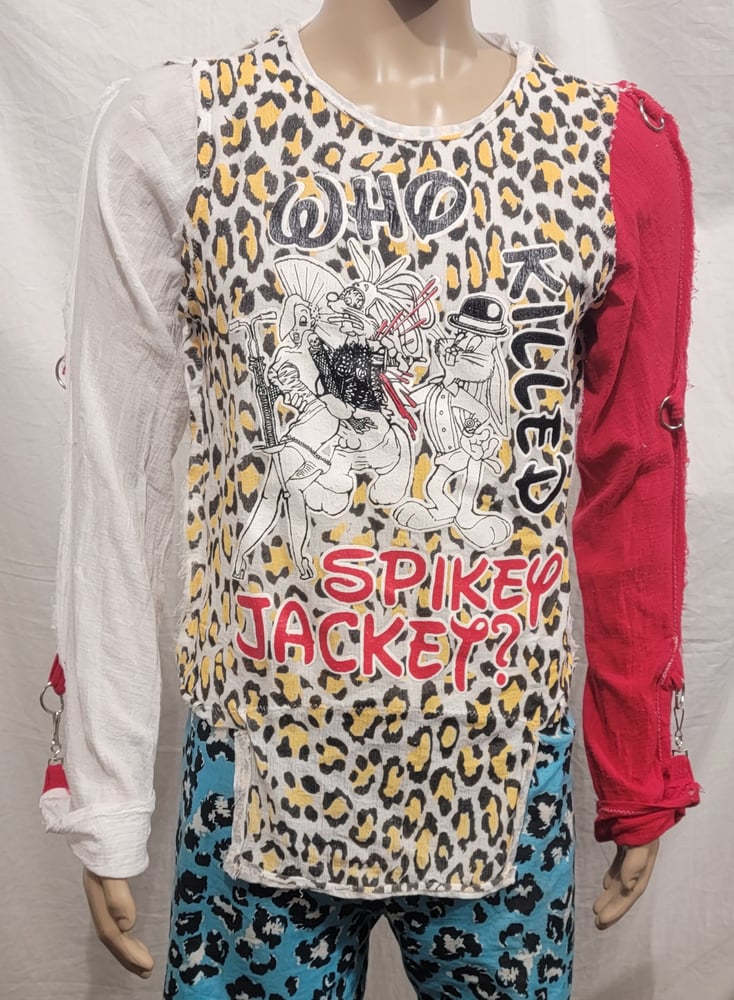 Image of Who killed spikey jacket leopard print bondage shirt size Small 