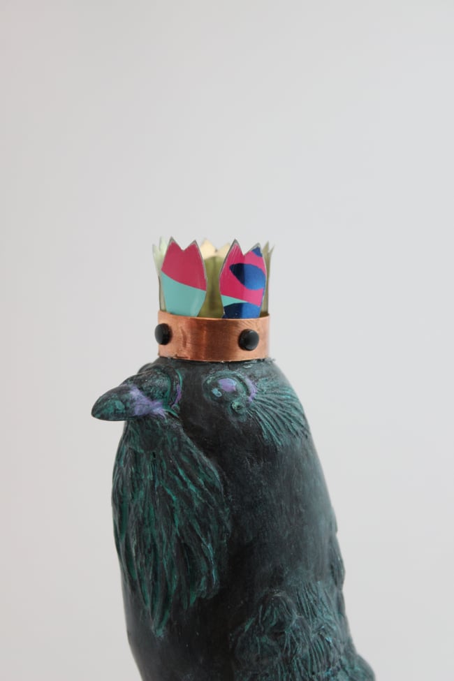 Crowned Prince Crow Sculpture