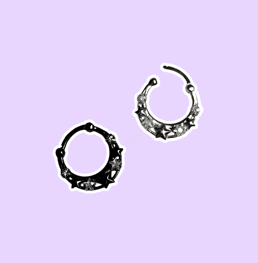 Image of Celestia Septum Rings - 16G and Faux - Black and Silver