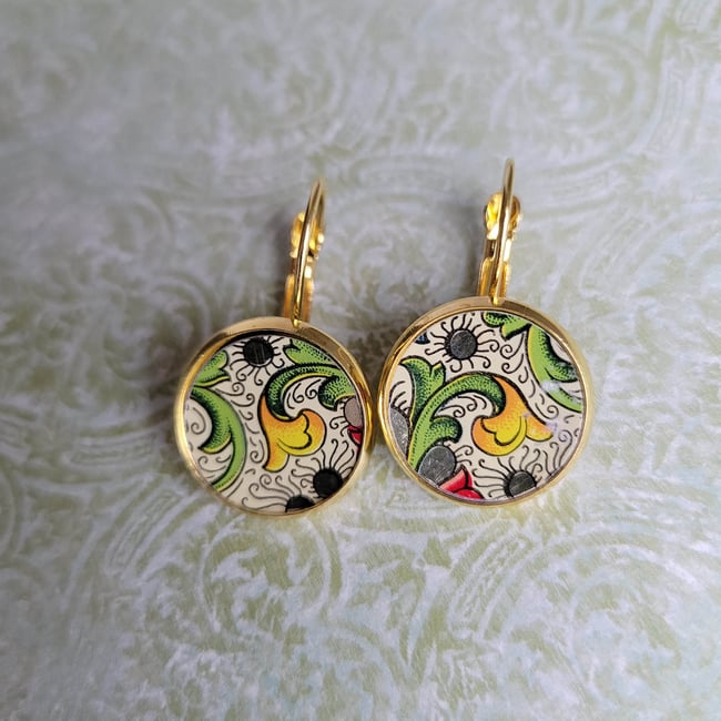 Frilly Florentine Coin Vintage Tin Earrings