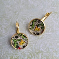 Image 2 of Frilly Florentine Coin Vintage Tin Earrings