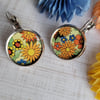 Flower Power 60’s Inspired Design Coin Vintage Tin Earrings