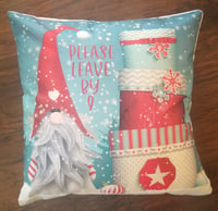 Image 2 of Please leave by 9. Holiday gnome pillow