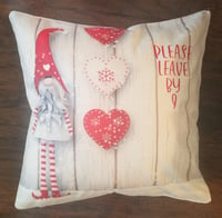 Image 3 of Please leave by 9. Holiday gnome pillow
