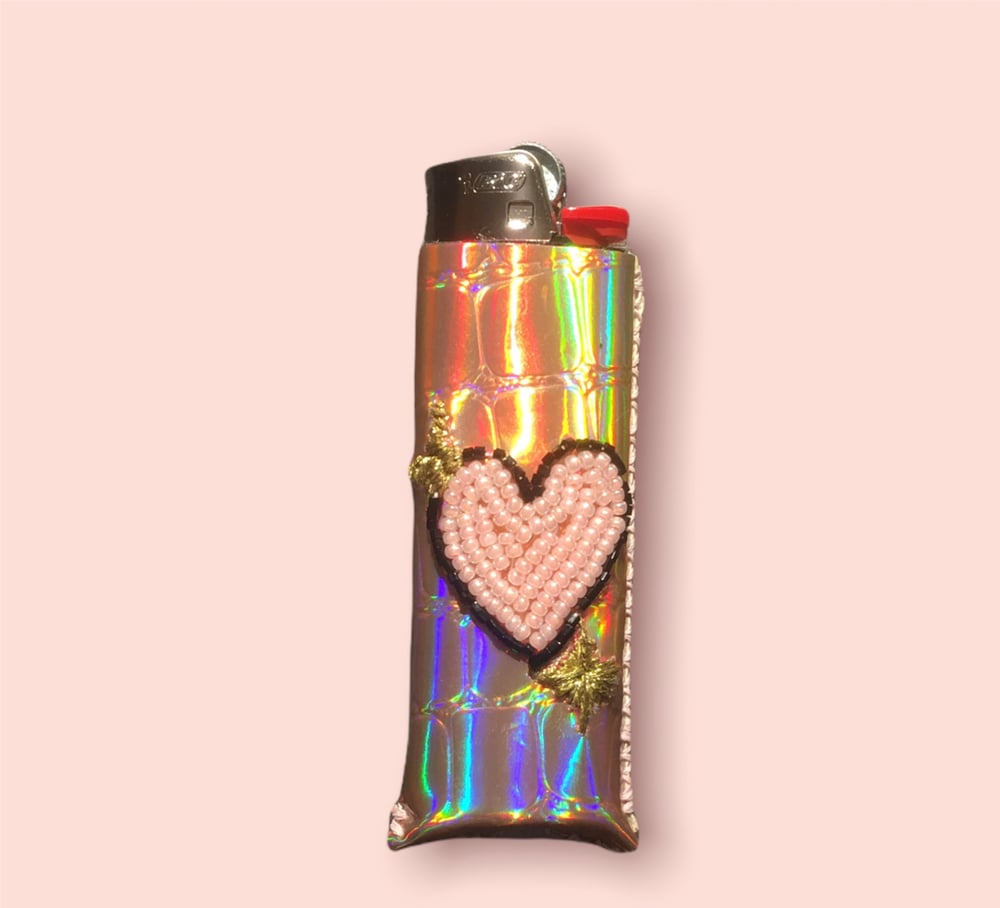 Image of 💖 Rose Gold Holographic Vinyl Lighter Sleeve