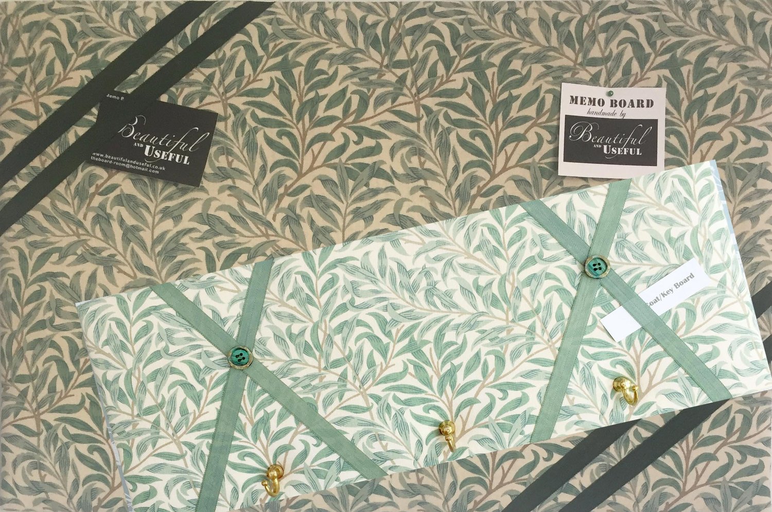 Image of William Morris Green Willow Fabric Pin Boards
