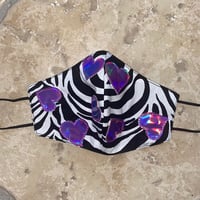 Image 1 of Zebra mask with holographic hearts