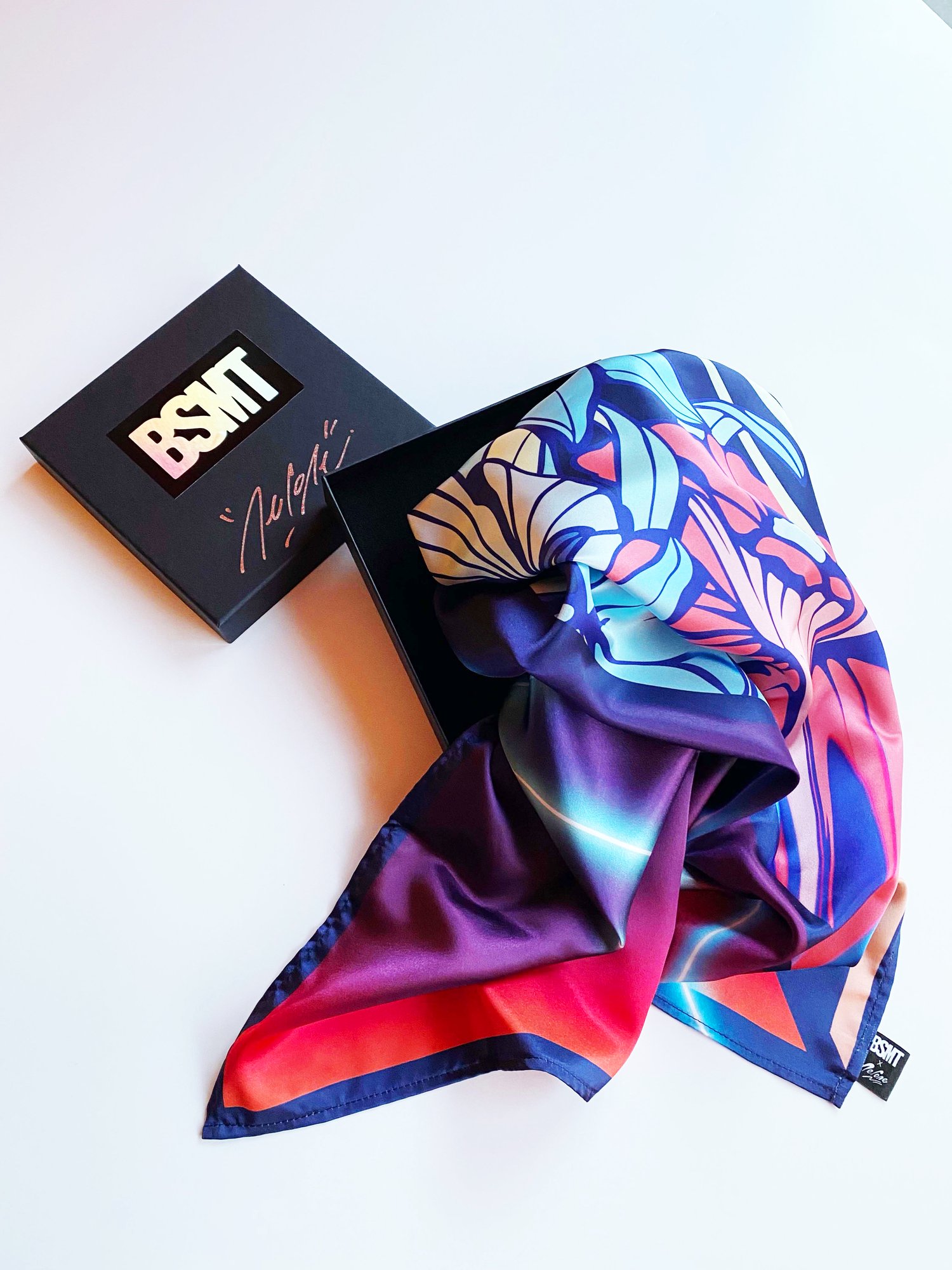 Image of  'Neon Nights' satin scarf by Nerone