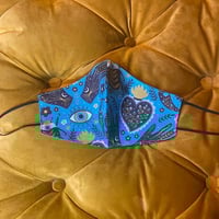 Image 1 of Turquoise eye, hands, moon and heart mask  