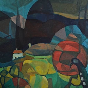 Image of Mid-Century Painting, 'Little Cottage' Horas Kennedy (1917-1997)