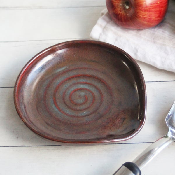 Image of Large Spoon Rest in Galaxy Brown Glaze, Cooking Station Dish, Made in USA