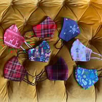 Image 3 of Burgundy & navy tartan mask 