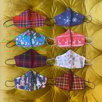 Image 4 of Burgundy & navy tartan mask 