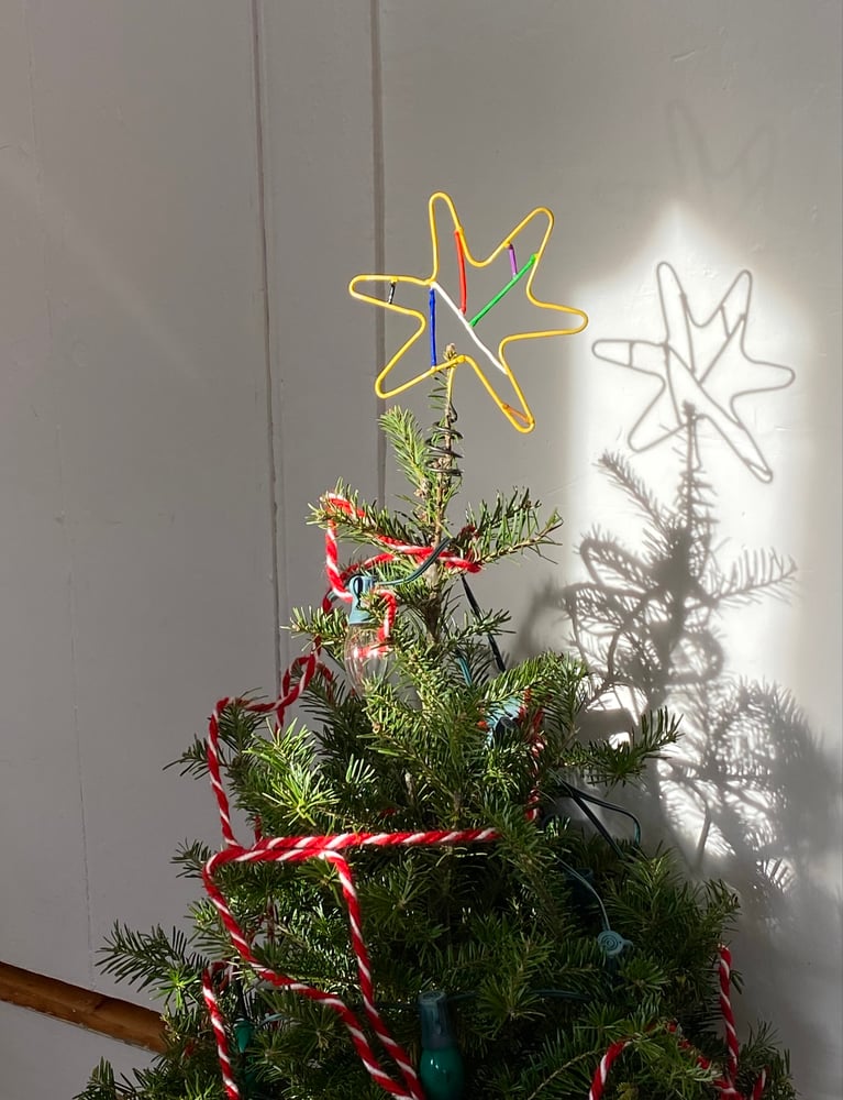 Image of Yellow Stained Glass Star Tree Topper