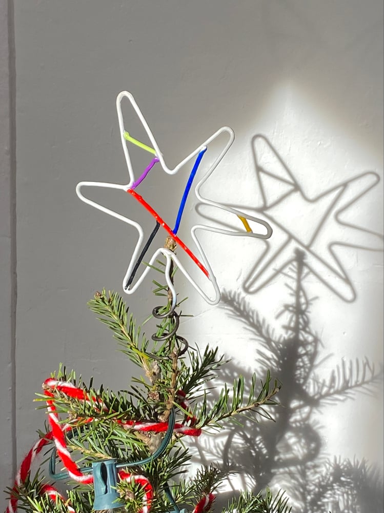 Image of White Stained Glass Star Tree Topper