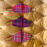 Image 2 of Burgundy & navy tartan mask 