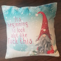 Image 2 of Holiday Gnome fuck xmas pillows