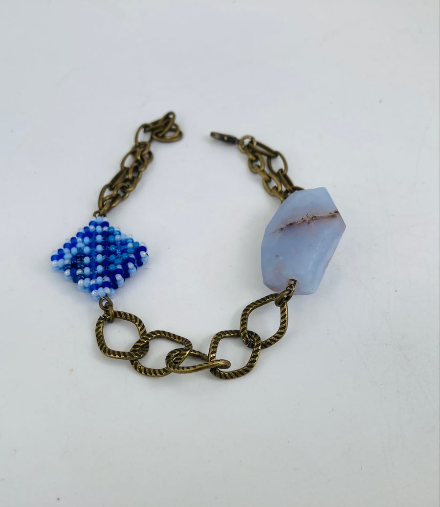 Image of Beaded stone & charm bracelet 