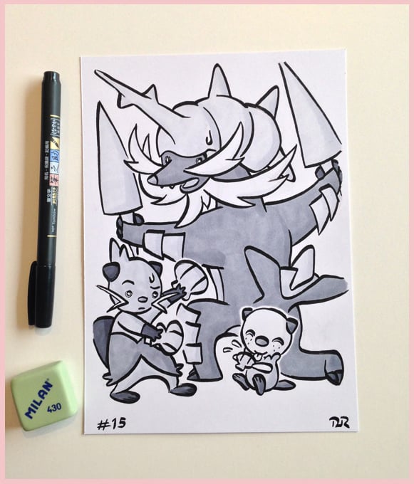 Image of Inktober 2019 #15: Oshawott & family