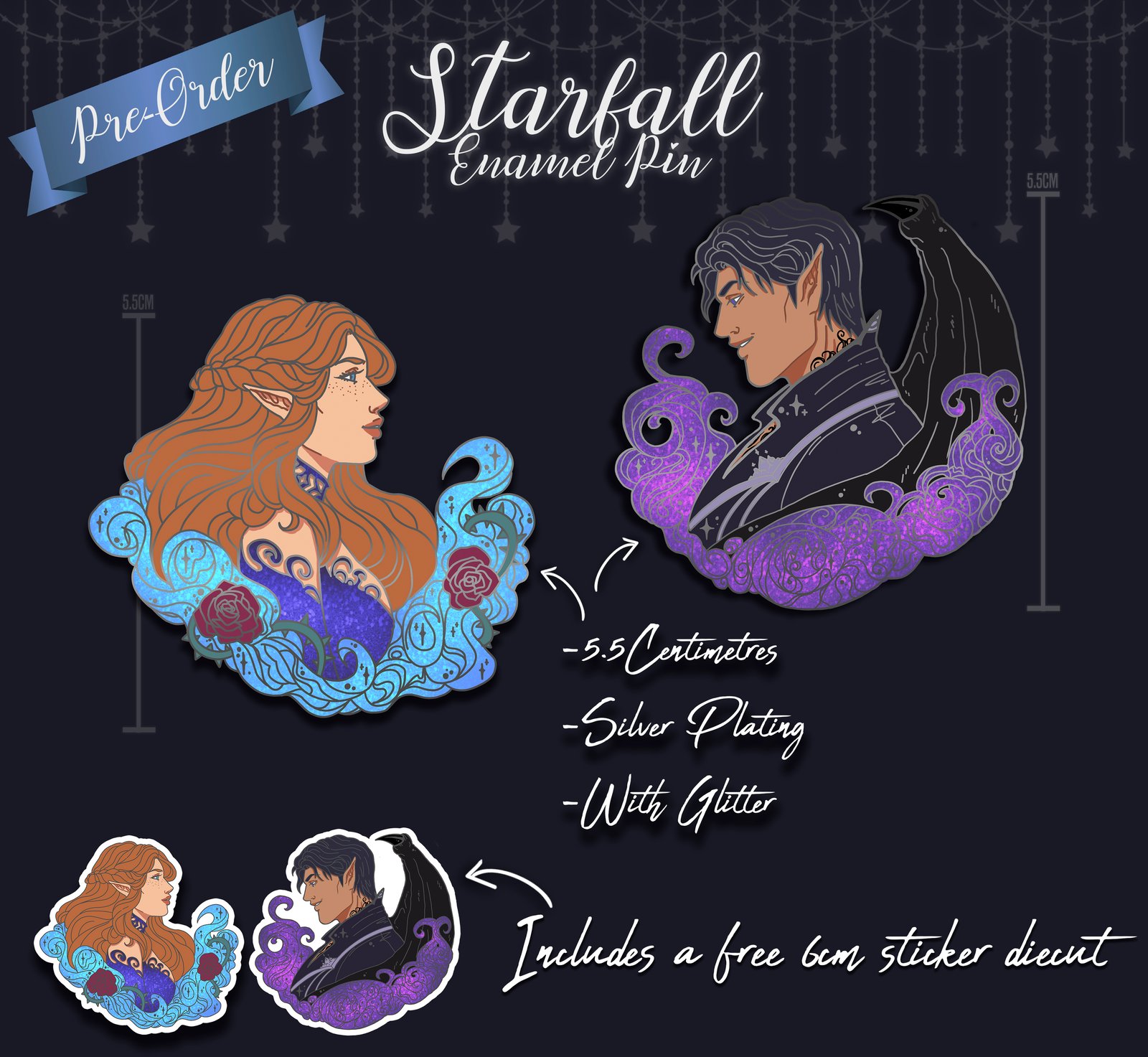 Exclusive Limited Edition ACOTAR Feyre and Rhyshand selling Pin