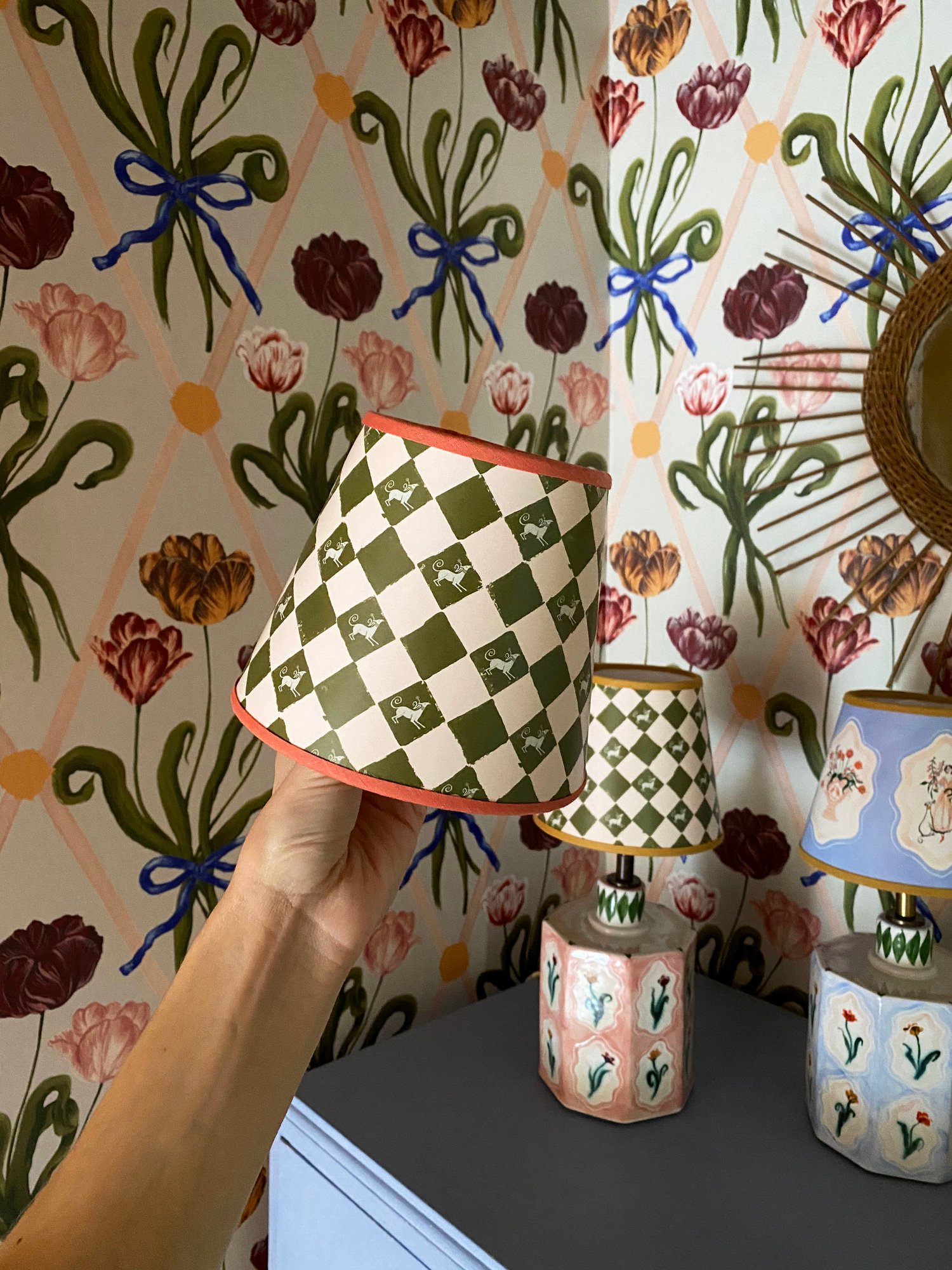 Whippet Check Lampshade Polly Fern