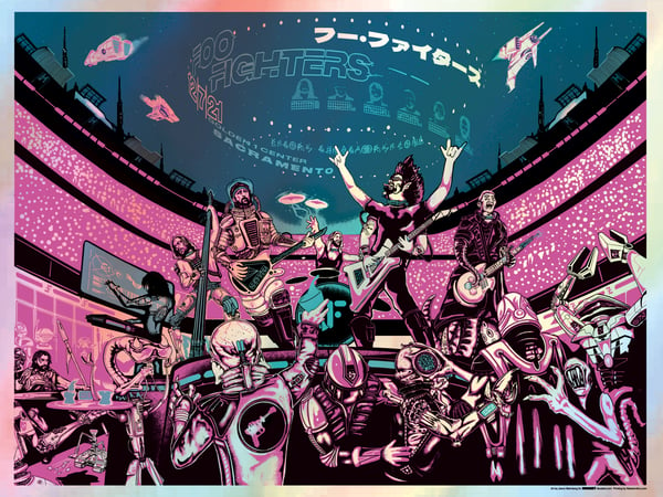 Image of Foo Fighters Poster - Sacramento 2021 - Foil Variant Screenprint