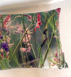 Image of Meadow grasses, printed velvet cushion