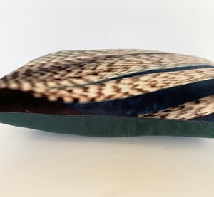 Image of Feather stripe, luxury velvet cushion