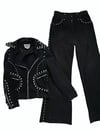 1970s studded black Roncelli Moto jacket suit