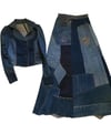 late 1960s handcrafted Love, Melody patchwork denim outfit made of Levi's Big E jeans