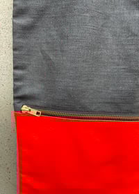 Image 2 of Leather Denim zipped tote Bag