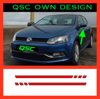 X2 Vw Polo 6c Wing mirror slash decals stickers 