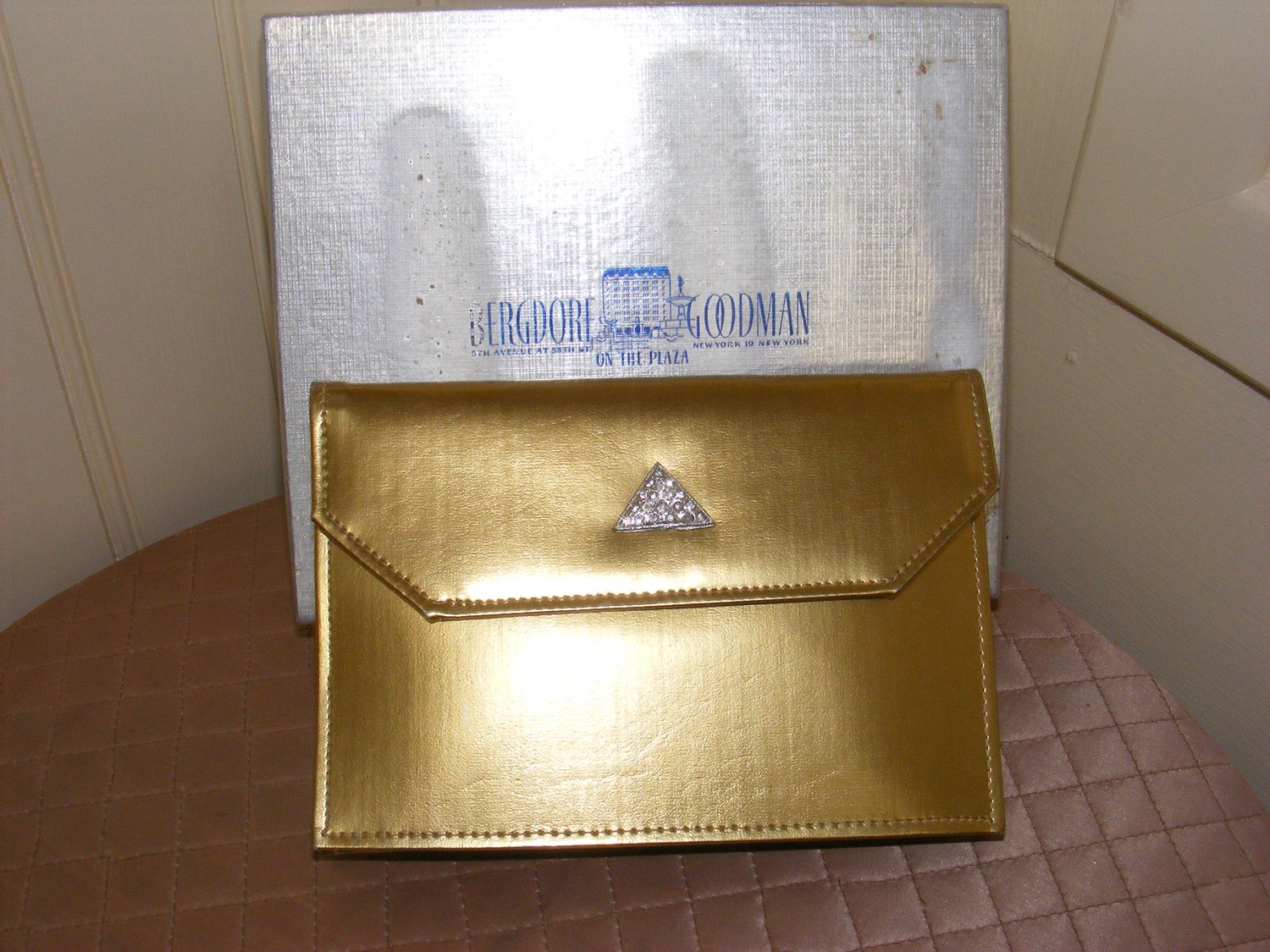 30s Purse Gold Leather Evening Bag in Box 