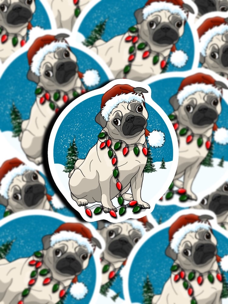 Image of Pug Christmas Sticker