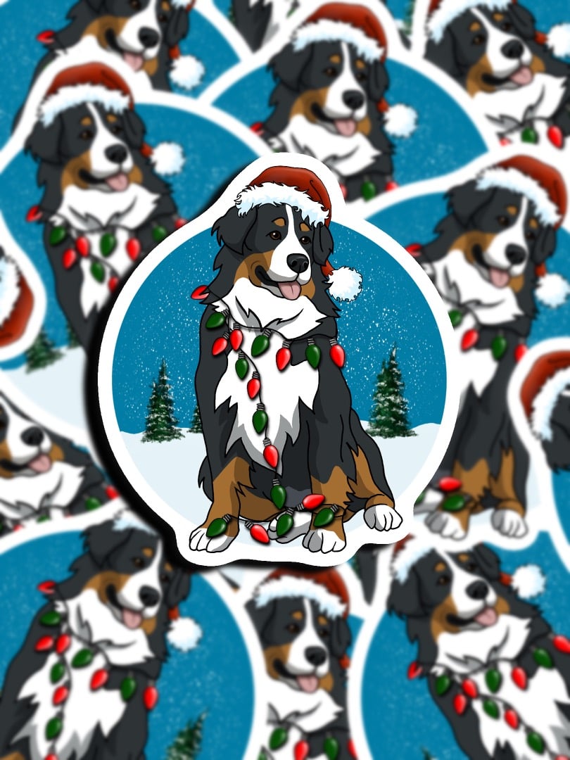 Image of Bernese Mountain Dog Christmas Sticker