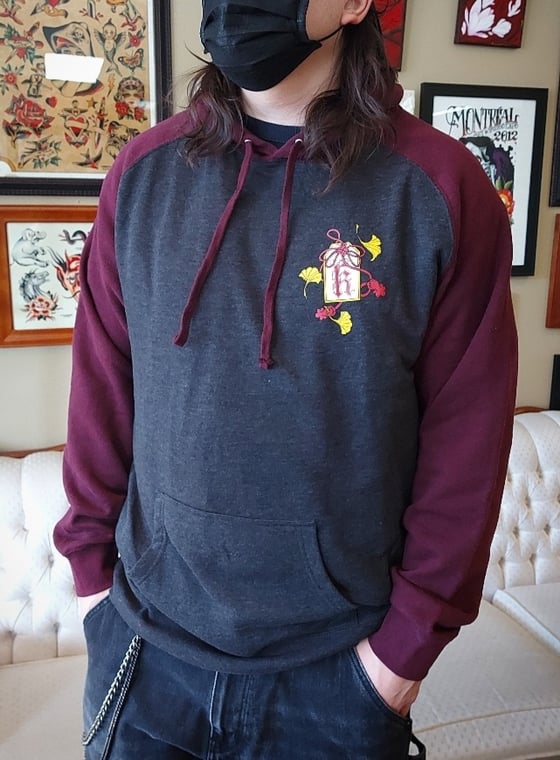 Image of Burgundy/Gray Hannya/Snake Hoodie