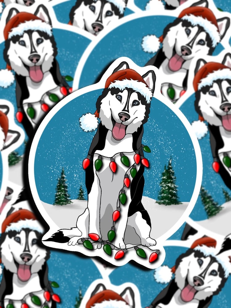 Image of Husky Christmas Sticker