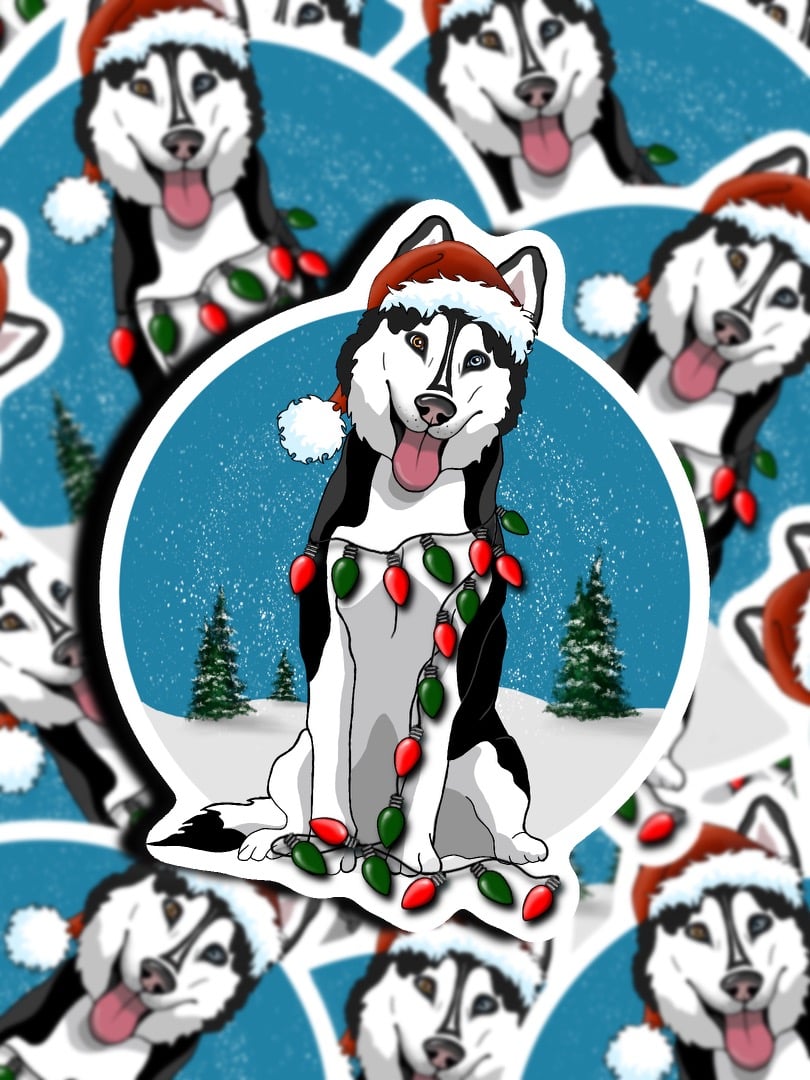 Image of Husky Christmas Sticker