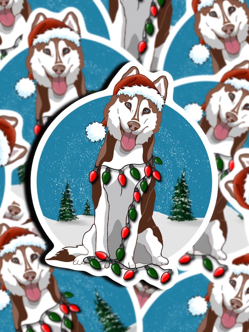 Image of Husky Christmas Sticker