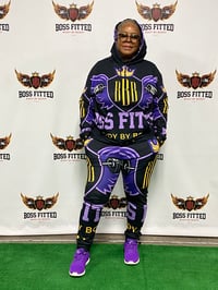 Image 2 of BOSSFITTED Black Purple and Gold AOP Unisex Hoodie