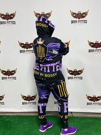 Image 3 of BOSSFITTED Black Purple and Gold AOP Unisex Hoodie