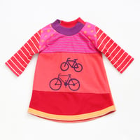 Image 1 of dot pink red 12m baby tunic dress long sleeved courtneycourtney bikes bike bicycle bicycles cycling