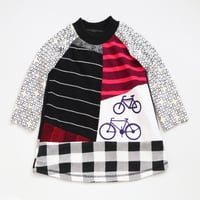 Image 1 of patchwork plaid bold 2T long sleeve tunic dress COURTNEYCOURTNEY BIKES BIKE BICYCLE BICYCLES CYCLING