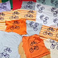Image 2 of bikes stripes blue baseball sleeve 3T courtneycourtney tee shirt unisex top boys tshirt longsleeve