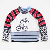 Image 1 of bikes stripes blue baseball sleeve 3T courtneycourtney tee shirt unisex top boys tshirt longsleeve