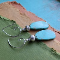 Image 2 of Southwest Turquoise Slab Earrings (One of a Kind)